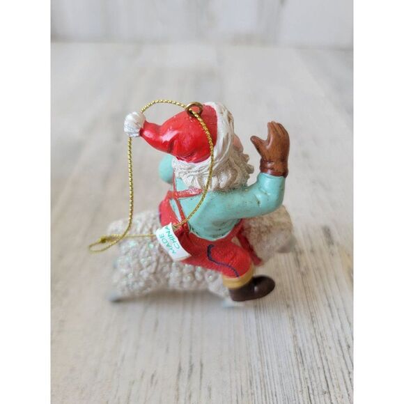 Santa Claus farmer corn sheep glitter ornament Xmas decor folk art - Picture 4 of 6